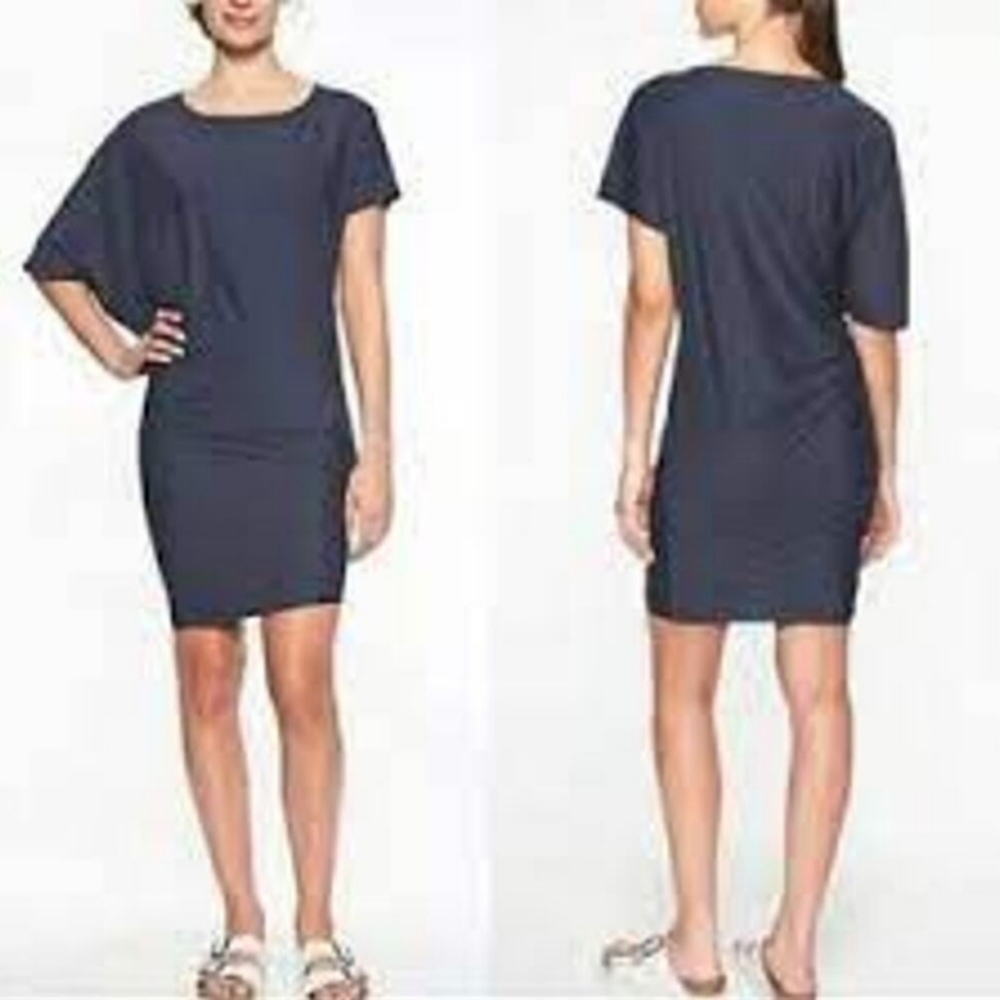 Athleta Sunlover Asymmetrical UPF 50+ Hilo Dress Navy Blue Women's Size Small
